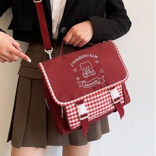 Buckled Cartoon Embroidered Crossbody Bag
