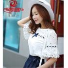 Short-sleeve Bow Front Top