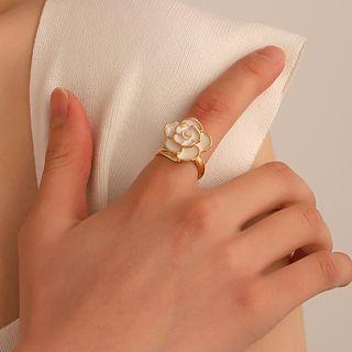 Flower Alloy Open Ring 01 - X217 - White - One Size