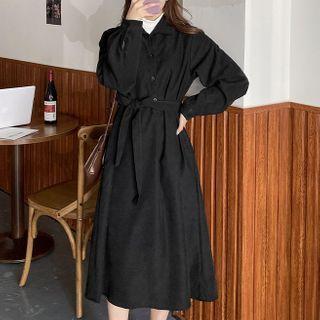 Set: Plain T-shirt + Tie-waist Dress