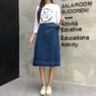 Tie-waist A-line Denim Skirt