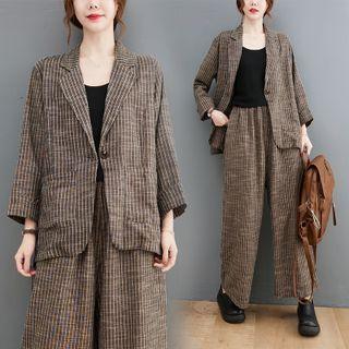 Set: Striped Linen Blaze + Wide Leg Pants