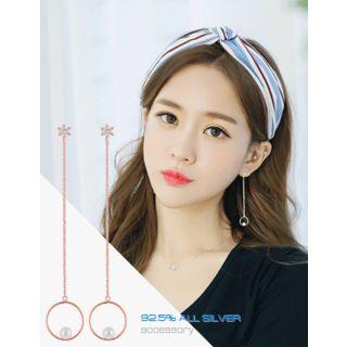 Rhinestone Faux-pearl Hoop Drop Earrings