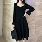 Square-neck Long-sleeve A-line Dress