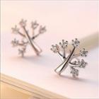 Tree Rhinestone Sterling Silver Earring 1 Pair - Silver - One Size