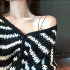 Long Sleeve Striped Knit Cardigan Stripe - One Size