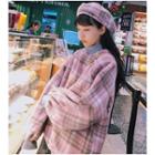 Set: Plaid Loose-fit Pullover + Beret