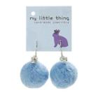 Blue Felt Ball Ball Stone Earrings