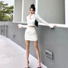 Set: Fluffy Zip Top + Mini Pencil Skirt