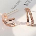 Rhinestone Layered Alloy Earring 1 Pair - Rose Gold - One Size