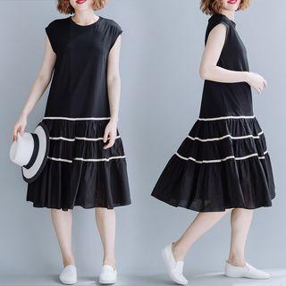Plain Round-neck Tank Top Dress Black - L