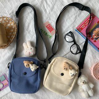 Flap Crossbody Bag / Bag Charm / Brooch / Set