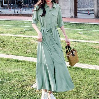 Short-sleeve Maxi Shirtdress