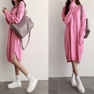 Drop-shoulder Boxy-fit Knit Dress