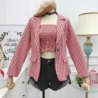 Set: Plaid Blazer + Tube Top