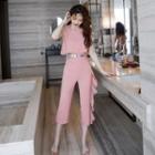 Mock Two-piece Sleeveless Cropped Jumpsuit