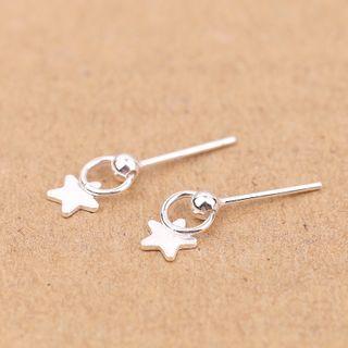 Star Drop Earring 1 Pair - S925 Silver - One Size