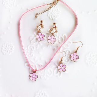 Flower Choker/ Earring/ Clip-on Earring