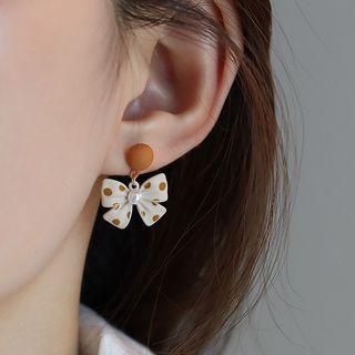 Bow Drop Earring 1 Pr - White - One Size