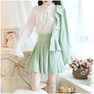 Set: Beaded Button Jacket + Pleated Skirt