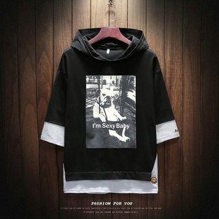 Hooded Dog Printed Short-sleeve T-shirt