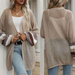 Long Sleeve Striped See-through Cardigan