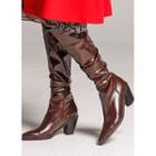 Block-heel Shirred Long Boots
