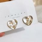 Faux Pearl Heart Ear Stud 1 Pc - S925 Silver - Gold - One Size