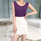 Cable-knit Sleeveless Top / A-line Mini Skirt