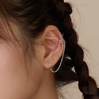 Chained Layered Sterling Silver Cuff Earring