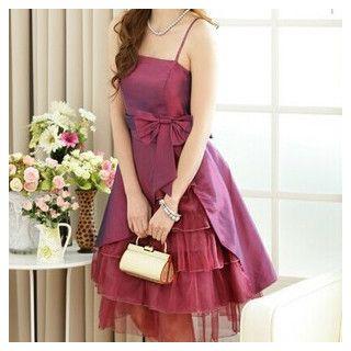 Bow Accent Layered Cocktail Dress