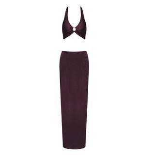 Set: Halter Crop Top + Fitted Skirt