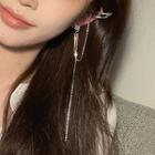 Rhinestone Fringed Cuff Earring 1 Pair - Silver - One Size