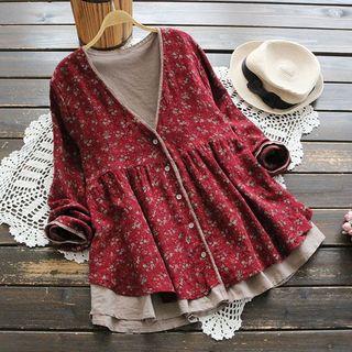 Floral Print Mock Two-piece Jacket