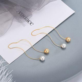 Faux Pearl Threader Earring Es765 - 1 Pair - One Size