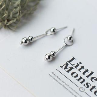 S925 Sterling Silver Beaded Bar Drop Earrings