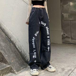 Lettering Loose Fit Jeans