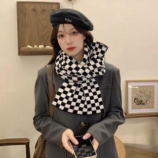 Chenille Knit Scarf Black & White - One Size