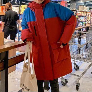 Hooded Paneled Padded Zip Jacket