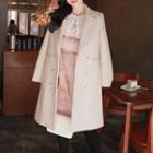 Faux-pearl Button Herringbone Coat