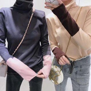 Turtleneck Color Block T-shirt