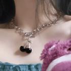 Alloy Cherry Pendant Necklace 1 Pc - 0590a - Alloy Cherry Pendant Necklace - One Size