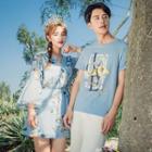 Couple Matching Printed Short-sleeve T-shirt / 3/4-sleeve Playsuit