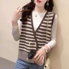 Double-breasted Striped Sweater Vest
