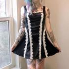 Lace Trim Button-up Mini Dress