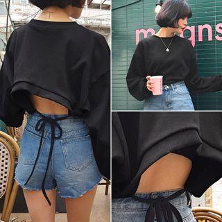 Drop-shoulder Tie-back Sweatshirt