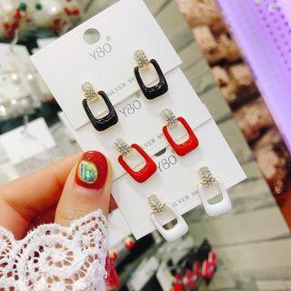 Square Alloy Rhinestone Dangle Earring