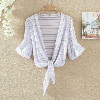 Striped Cropped Light Coat