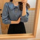 Frilled-collar Denim Blouse