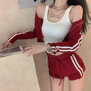 Striped Detail Zipped Jacket / Shorts / Tank Top